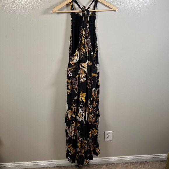 Free People Anita Printed Maxi Dress Size Small? Black Floral Tiered Boho - Picture 3 of 12